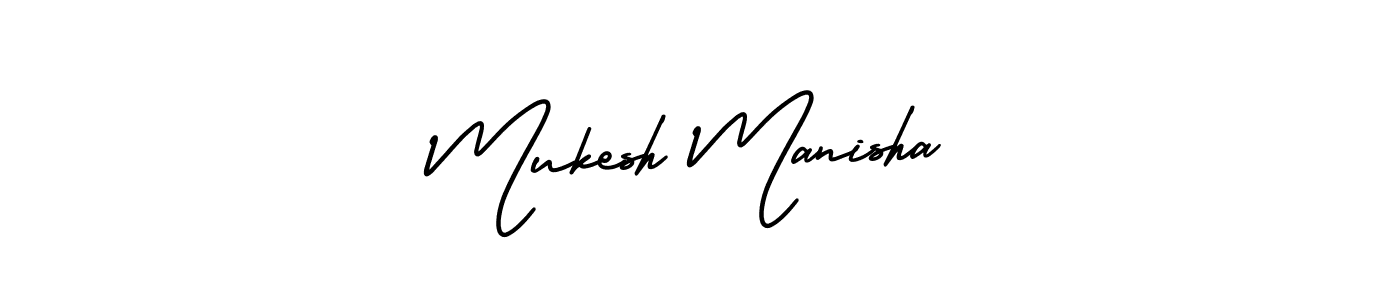 AmerikaSignatureDemo-Regular is a professional signature style that is perfect for those who want to add a touch of class to their signature. It is also a great choice for those who want to make their signature more unique. Get Mukesh Manisha name to fancy signature for free. Mukesh Manisha signature style 3 images and pictures png