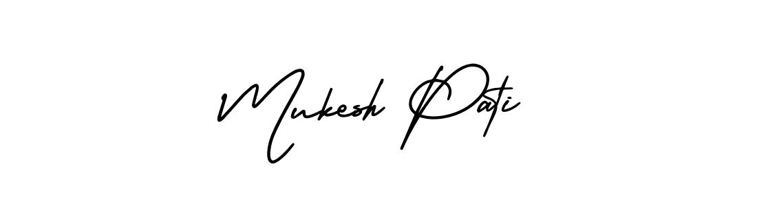 The best way (AmerikaSignatureDemo-Regular) to make a short signature is to pick only two or three words in your name. The name Mukesh Pati include a total of six letters. For converting this name. Mukesh Pati signature style 3 images and pictures png