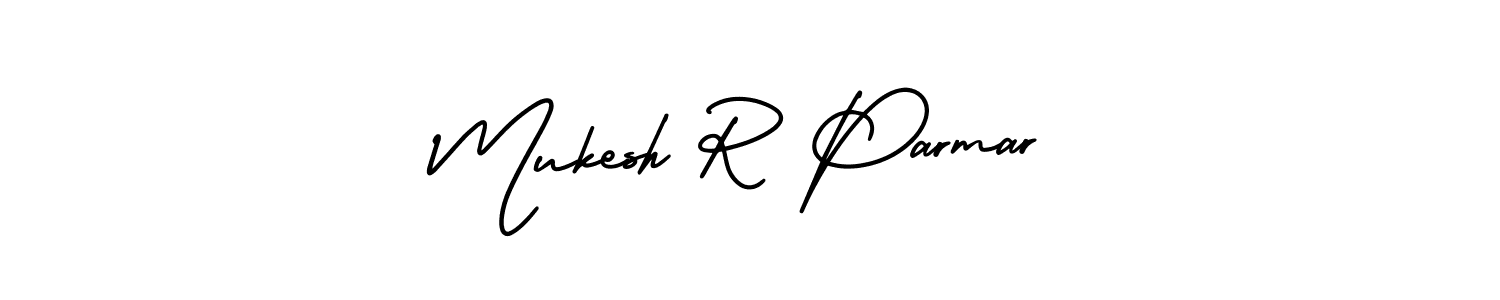 You should practise on your own different ways (AmerikaSignatureDemo-Regular) to write your name (Mukesh R Parmar) in signature. don't let someone else do it for you. Mukesh R Parmar signature style 3 images and pictures png