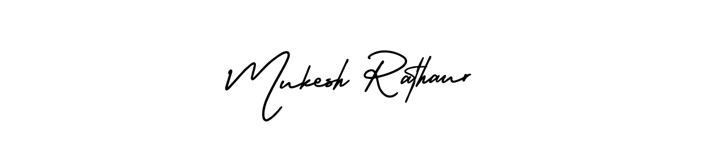 How to make Mukesh Rathaur signature? AmerikaSignatureDemo-Regular is a professional autograph style. Create handwritten signature for Mukesh Rathaur name. Mukesh Rathaur signature style 3 images and pictures png