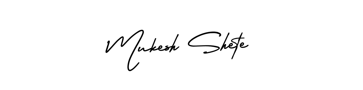 The best way (AmerikaSignatureDemo-Regular) to make a short signature is to pick only two or three words in your name. The name Mukesh Shete include a total of six letters. For converting this name. Mukesh Shete signature style 3 images and pictures png