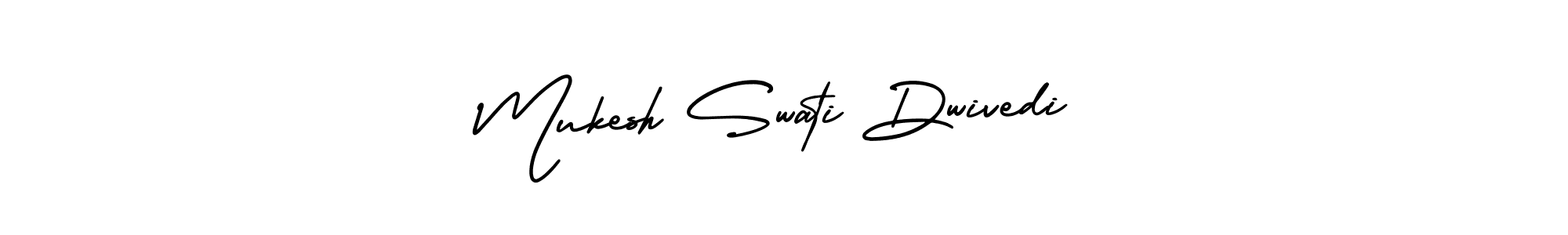 You should practise on your own different ways (AmerikaSignatureDemo-Regular) to write your name (Mukesh Swati Dwivedi) in signature. don't let someone else do it for you. Mukesh Swati Dwivedi signature style 3 images and pictures png