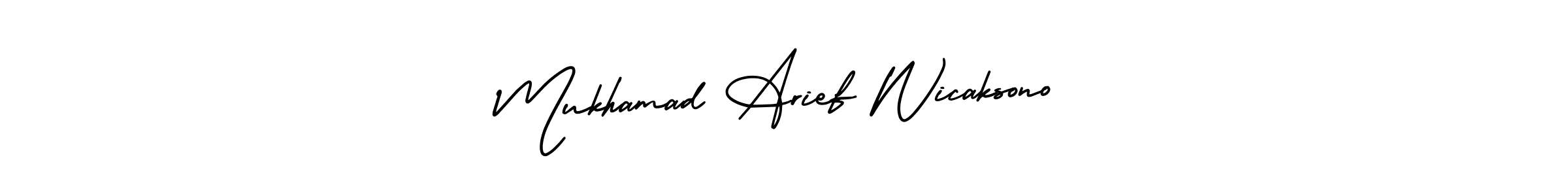 Make a beautiful signature design for name Mukhamad Arief Wicaksono. With this signature (AmerikaSignatureDemo-Regular) style, you can create a handwritten signature for free. Mukhamad Arief Wicaksono signature style 3 images and pictures png