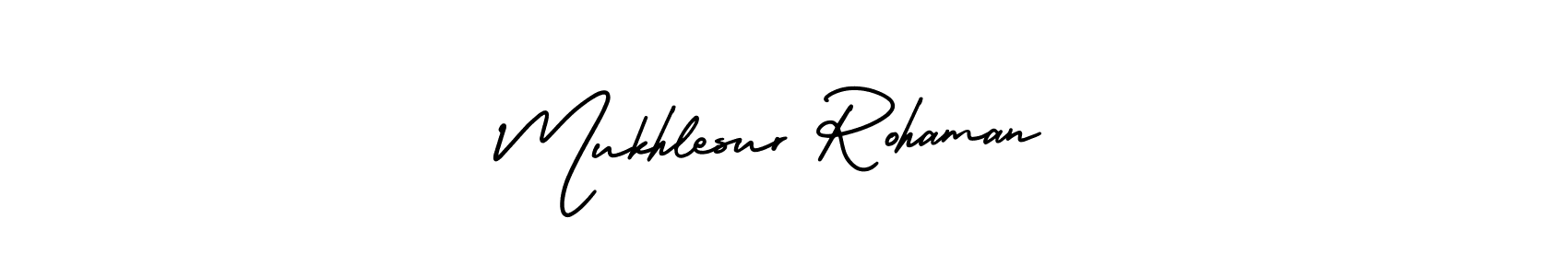 See photos of Mukhlesur Rohaman official signature by Spectra . Check more albums & portfolios. Read reviews & check more about AmerikaSignatureDemo-Regular font. Mukhlesur Rohaman signature style 3 images and pictures png