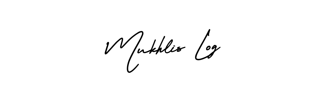 How to make Mukhlis Log name signature. Use AmerikaSignatureDemo-Regular style for creating short signs online. This is the latest handwritten sign. Mukhlis Log signature style 3 images and pictures png