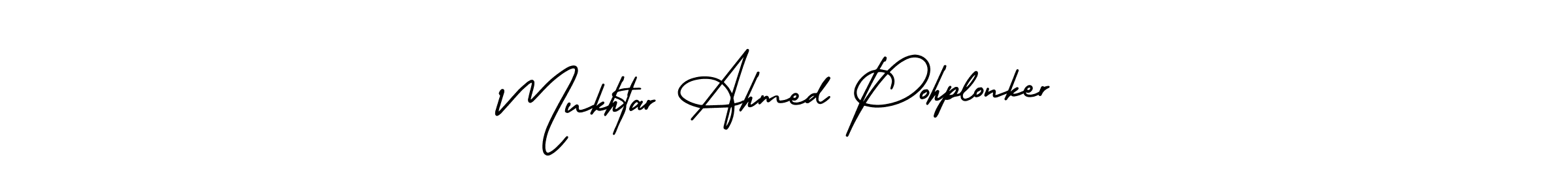 This is the best signature style for the Mukhtar Ahmed Pohplonker name. Also you like these signature font (AmerikaSignatureDemo-Regular). Mix name signature. Mukhtar Ahmed Pohplonker signature style 3 images and pictures png