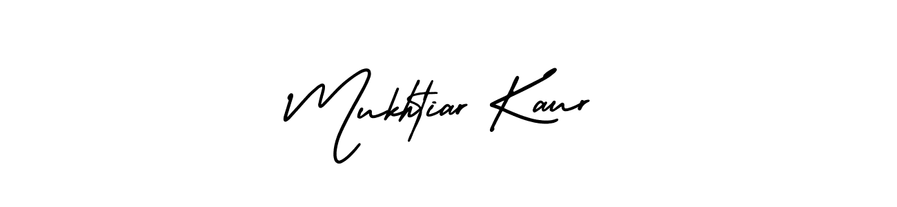 How to make Mukhtiar Kaur name signature. Use AmerikaSignatureDemo-Regular style for creating short signs online. This is the latest handwritten sign. Mukhtiar Kaur signature style 3 images and pictures png