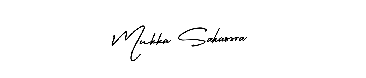 if you are searching for the best signature style for your name Mukka Sahassra. so please give up your signature search. here we have designed multiple signature styles  using AmerikaSignatureDemo-Regular. Mukka Sahassra signature style 3 images and pictures png