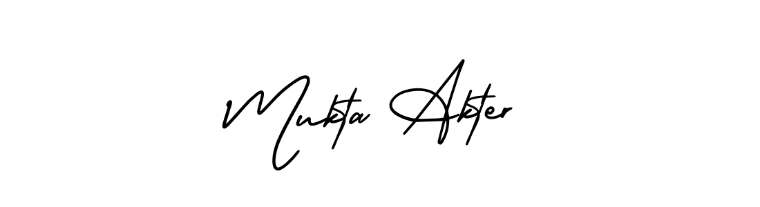 The best way (AmerikaSignatureDemo-Regular) to make a short signature is to pick only two or three words in your name. The name Mukta Akter include a total of six letters. For converting this name. Mukta Akter signature style 3 images and pictures png