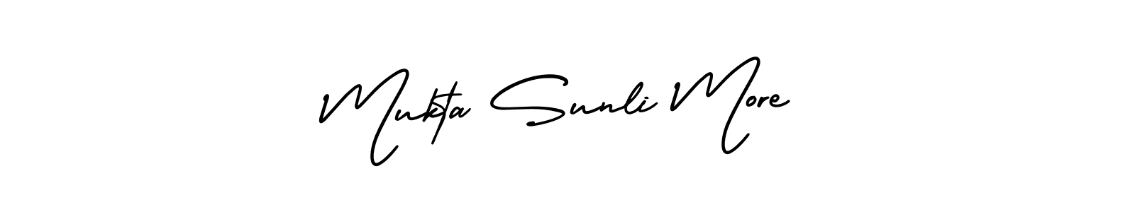 Similarly AmerikaSignatureDemo-Regular is the best handwritten signature design. Signature creator online .You can use it as an online autograph creator for name Mukta Sunli More. Mukta Sunli More signature style 3 images and pictures png