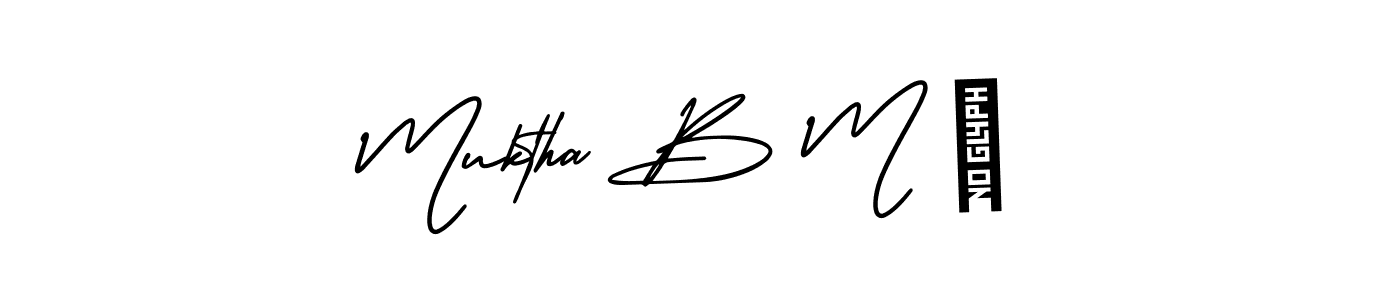 This is the best signature style for the Muktha B M ♡ name. Also you like these signature font (AmerikaSignatureDemo-Regular). Mix name signature. Muktha B M ♡ signature style 3 images and pictures png