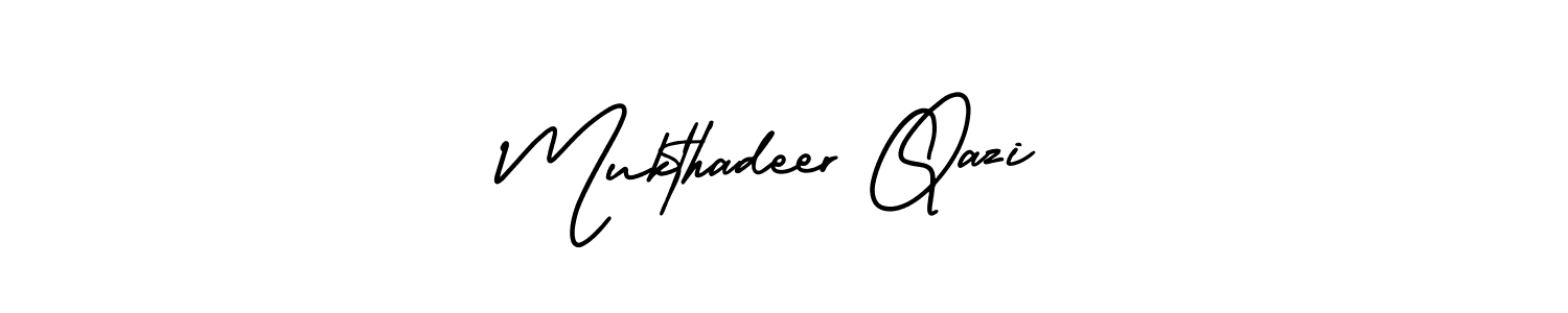 Also You can easily find your signature by using the search form. We will create Mukthadeer Qazi name handwritten signature images for you free of cost using AmerikaSignatureDemo-Regular sign style. Mukthadeer Qazi signature style 3 images and pictures png