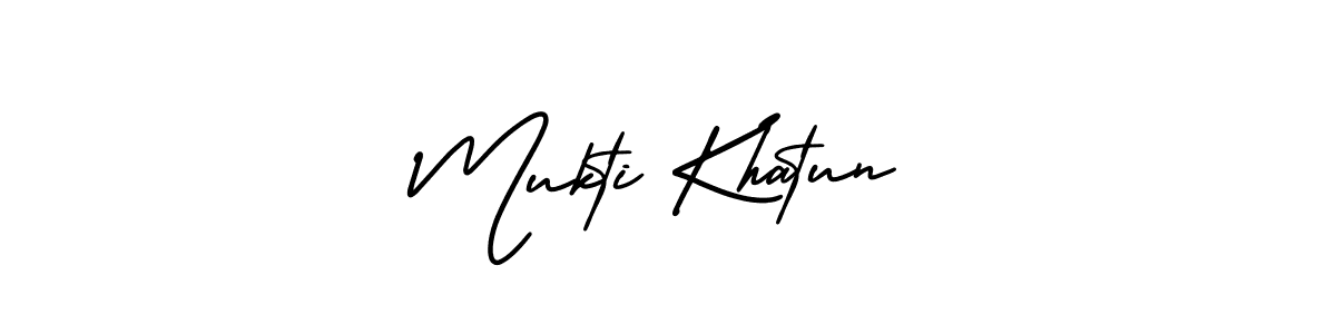 You should practise on your own different ways (AmerikaSignatureDemo-Regular) to write your name (Mukti Khatun) in signature. don't let someone else do it for you. Mukti Khatun signature style 3 images and pictures png