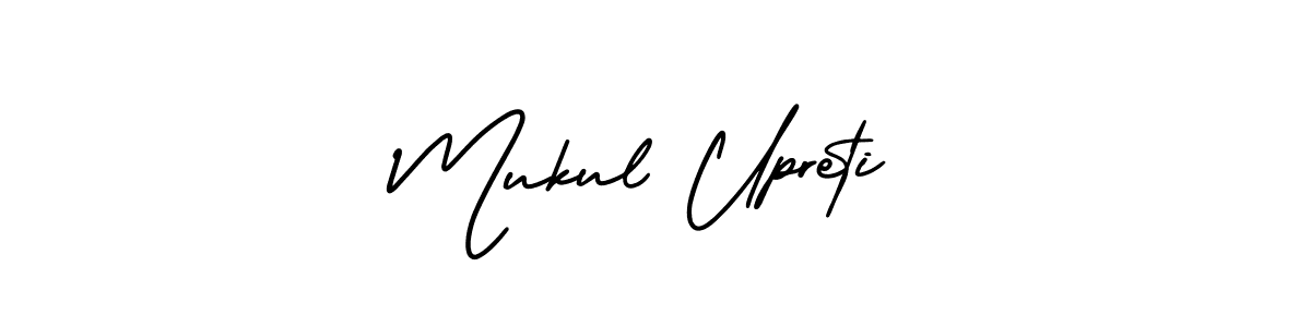 You should practise on your own different ways (AmerikaSignatureDemo-Regular) to write your name (Mukul Upreti) in signature. don't let someone else do it for you. Mukul Upreti signature style 3 images and pictures png