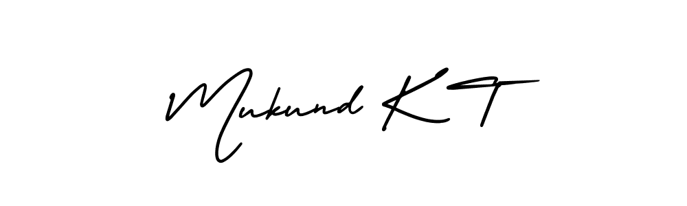 How to make Mukund K T name signature. Use AmerikaSignatureDemo-Regular style for creating short signs online. This is the latest handwritten sign. Mukund K T signature style 3 images and pictures png