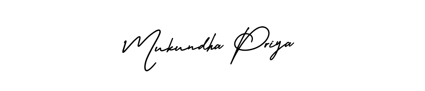 Create a beautiful signature design for name Mukundha Priya. With this signature (AmerikaSignatureDemo-Regular) fonts, you can make a handwritten signature for free. Mukundha Priya signature style 3 images and pictures png