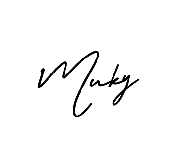 Muky stylish signature style. Best Handwritten Sign (AmerikaSignatureDemo-Regular) for my name. Handwritten Signature Collection Ideas for my name Muky. Muky signature style 3 images and pictures png