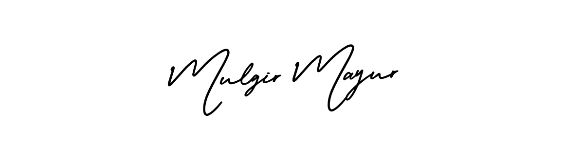 You should practise on your own different ways (AmerikaSignatureDemo-Regular) to write your name (Mulgir Mayur) in signature. don't let someone else do it for you. Mulgir Mayur signature style 3 images and pictures png