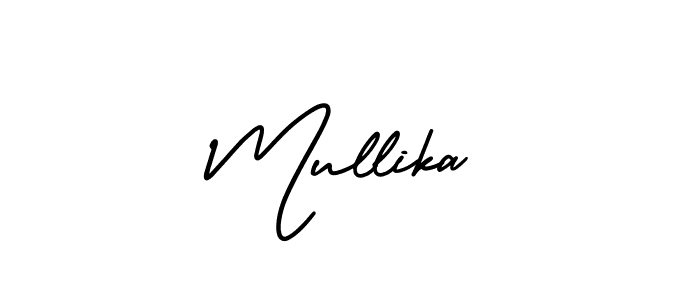 How to make Mullika name signature. Use AmerikaSignatureDemo-Regular style for creating short signs online. This is the latest handwritten sign. Mullika signature style 3 images and pictures png