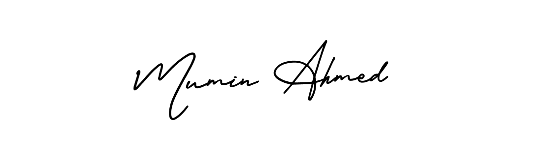 The best way (AmerikaSignatureDemo-Regular) to make a short signature is to pick only two or three words in your name. The name Mumin Ahmed include a total of six letters. For converting this name. Mumin Ahmed signature style 3 images and pictures png