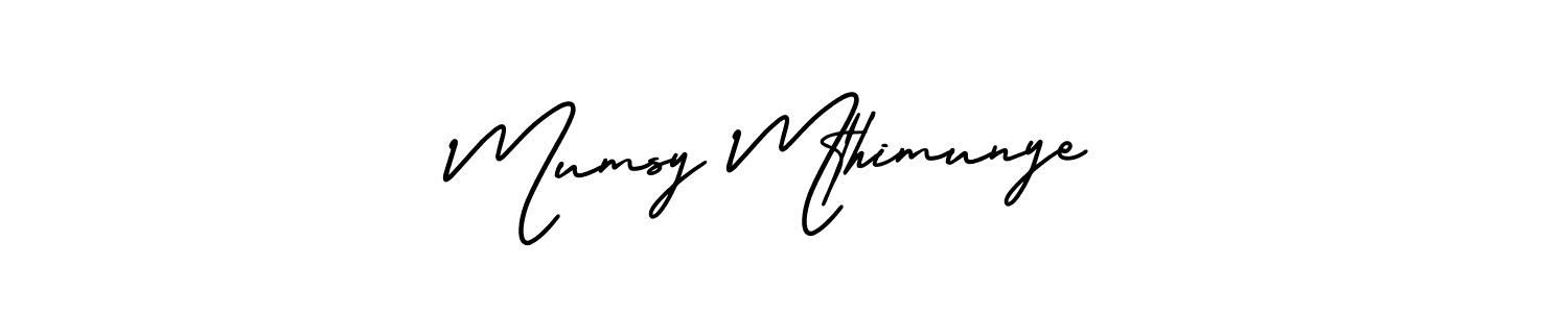 The best way (AmerikaSignatureDemo-Regular) to make a short signature is to pick only two or three words in your name. The name Mumsy Mthimunye include a total of six letters. For converting this name. Mumsy Mthimunye signature style 3 images and pictures png