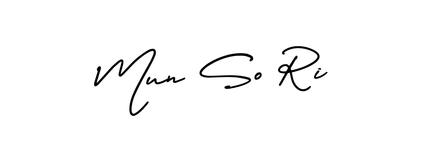 How to make Mun So Ri name signature. Use AmerikaSignatureDemo-Regular style for creating short signs online. This is the latest handwritten sign. Mun So Ri signature style 3 images and pictures png