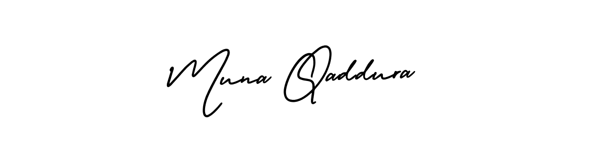 The best way (AmerikaSignatureDemo-Regular) to make a short signature is to pick only two or three words in your name. The name Muna Qaddura include a total of six letters. For converting this name. Muna Qaddura signature style 3 images and pictures png