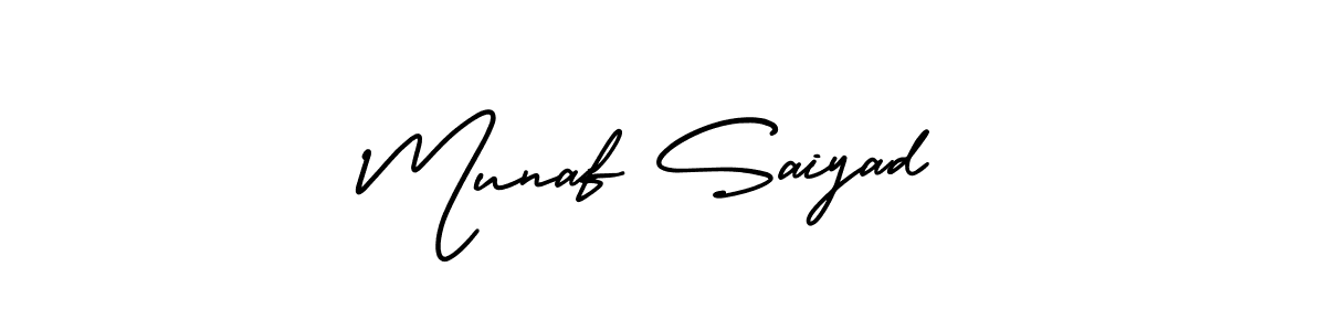 You should practise on your own different ways (AmerikaSignatureDemo-Regular) to write your name (Munaf Saiyad) in signature. don't let someone else do it for you. Munaf Saiyad signature style 3 images and pictures png