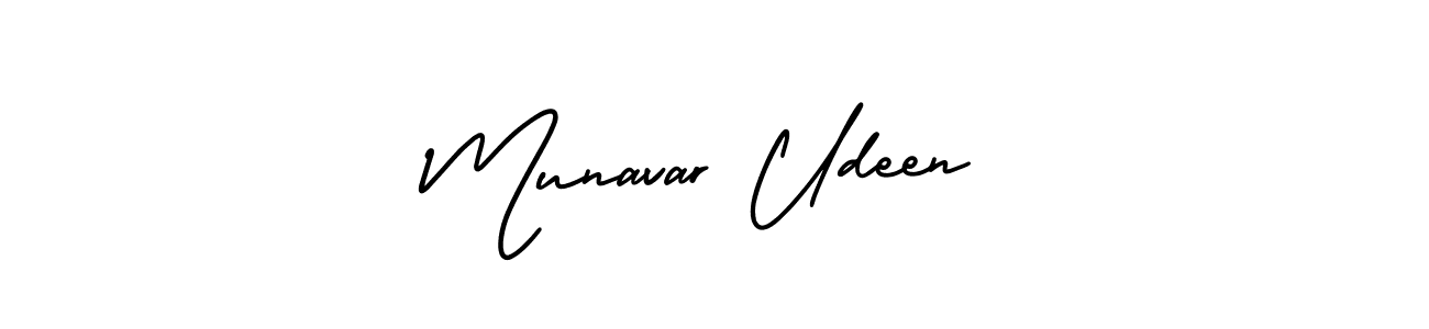 You should practise on your own different ways (AmerikaSignatureDemo-Regular) to write your name (Munavar Udeen) in signature. don't let someone else do it for you. Munavar Udeen signature style 3 images and pictures png