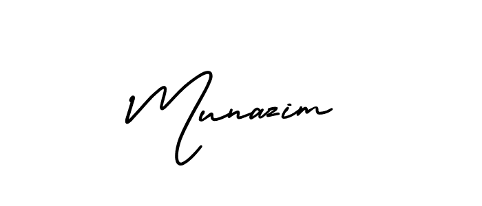 Make a beautiful signature design for name Munazim. With this signature (AmerikaSignatureDemo-Regular) style, you can create a handwritten signature for free. Munazim signature style 3 images and pictures png