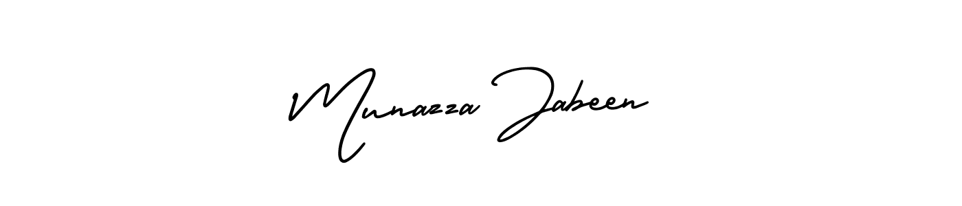 This is the best signature style for the Munazza Jabeen name. Also you like these signature font (AmerikaSignatureDemo-Regular). Mix name signature. Munazza Jabeen signature style 3 images and pictures png