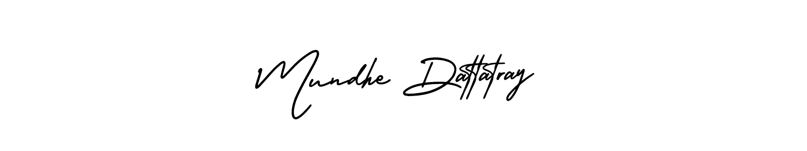 You should practise on your own different ways (AmerikaSignatureDemo-Regular) to write your name (Mundhe Dattatray) in signature. don't let someone else do it for you. Mundhe Dattatray signature style 3 images and pictures png