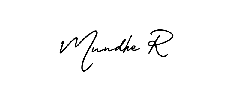 Use a signature maker to create a handwritten signature online. With this signature software, you can design (AmerikaSignatureDemo-Regular) your own signature for name Mundhe R. Mundhe R signature style 3 images and pictures png