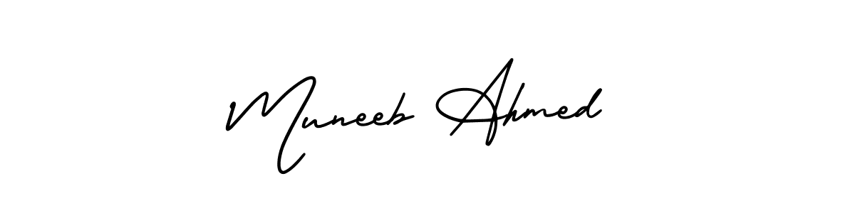 Use a signature maker to create a handwritten signature online. With this signature software, you can design (AmerikaSignatureDemo-Regular) your own signature for name Muneeb Ahmed. Muneeb Ahmed signature style 3 images and pictures png