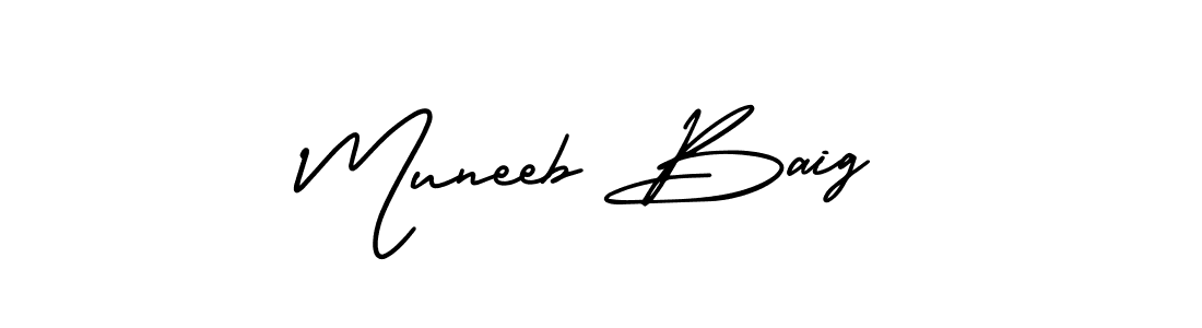 This is the best signature style for the Muneeb Baig name. Also you like these signature font (AmerikaSignatureDemo-Regular). Mix name signature. Muneeb Baig signature style 3 images and pictures png