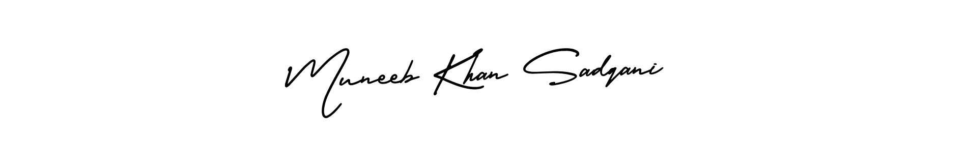 How to make Muneeb Khan Sadqani signature? AmerikaSignatureDemo-Regular is a professional autograph style. Create handwritten signature for Muneeb Khan Sadqani name. Muneeb Khan Sadqani signature style 3 images and pictures png