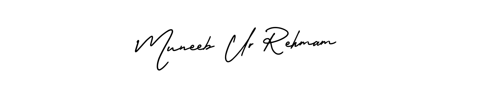 Muneeb Ur Rehmam stylish signature style. Best Handwritten Sign (AmerikaSignatureDemo-Regular) for my name. Handwritten Signature Collection Ideas for my name Muneeb Ur Rehmam. Muneeb Ur Rehmam signature style 3 images and pictures png