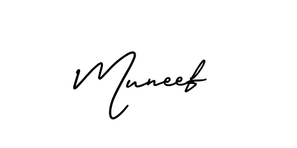 Create a beautiful signature design for name Muneef. With this signature (AmerikaSignatureDemo-Regular) fonts, you can make a handwritten signature for free. Muneef signature style 3 images and pictures png