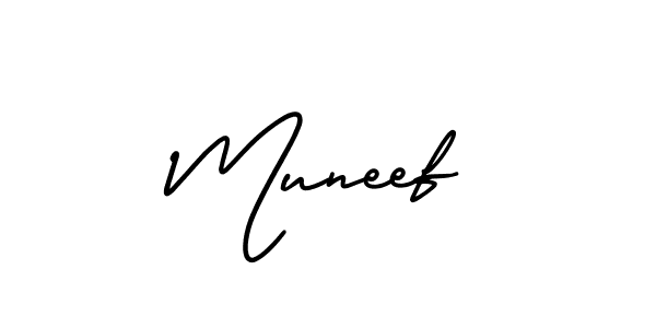 Make a beautiful signature design for name Muneef. With this signature (AmerikaSignatureDemo-Regular) style, you can create a handwritten signature for free. Muneef signature style 3 images and pictures png