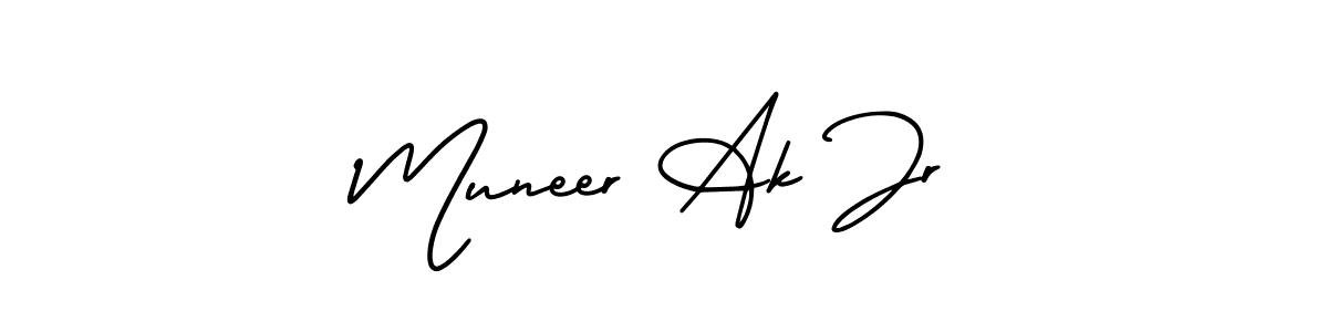 Muneer Ak Jr stylish signature style. Best Handwritten Sign (AmerikaSignatureDemo-Regular) for my name. Handwritten Signature Collection Ideas for my name Muneer Ak Jr. Muneer Ak Jr signature style 3 images and pictures png