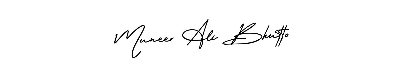 It looks lik you need a new signature style for name Muneer Ali Bhutto. Design unique handwritten (AmerikaSignatureDemo-Regular) signature with our free signature maker in just a few clicks. Muneer Ali Bhutto signature style 3 images and pictures png
