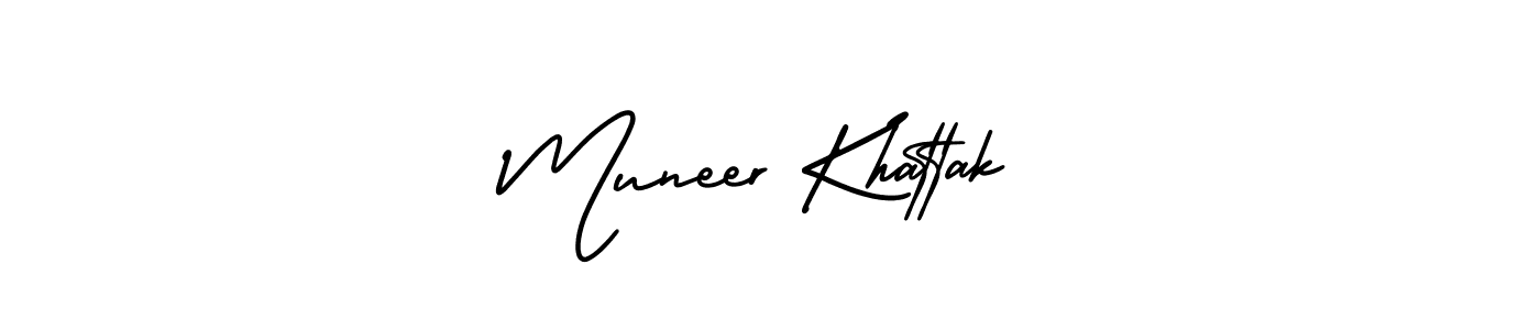 You should practise on your own different ways (AmerikaSignatureDemo-Regular) to write your name (Muneer Khattak) in signature. don't let someone else do it for you. Muneer Khattak signature style 3 images and pictures png