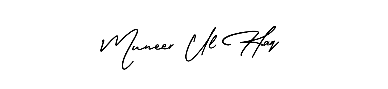 Also You can easily find your signature by using the search form. We will create Muneer Ul Haq name handwritten signature images for you free of cost using AmerikaSignatureDemo-Regular sign style. Muneer Ul Haq signature style 3 images and pictures png