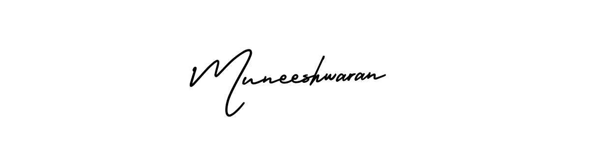 You should practise on your own different ways (AmerikaSignatureDemo-Regular) to write your name (Muneeshwaran) in signature. don't let someone else do it for you. Muneeshwaran signature style 3 images and pictures png