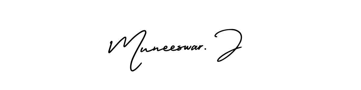 How to Draw Muneeswar. J signature style? AmerikaSignatureDemo-Regular is a latest design signature styles for name Muneeswar. J. Muneeswar. J signature style 3 images and pictures png
