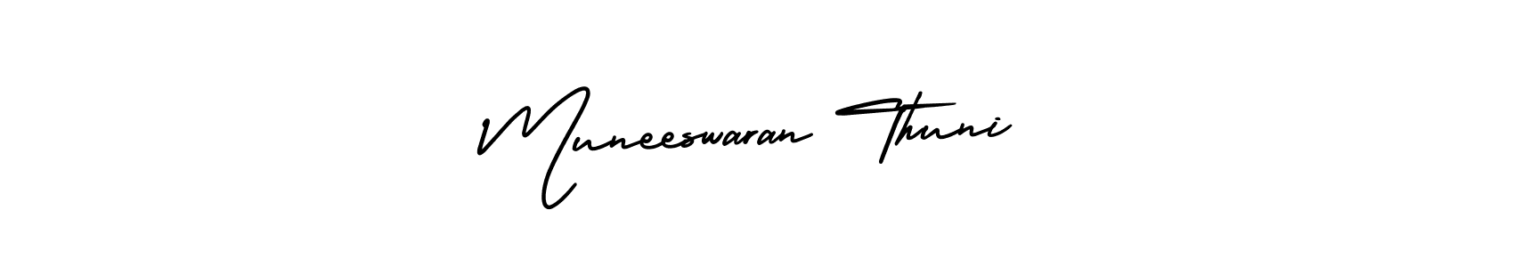 Make a beautiful signature design for name Muneeswaran Thuni. With this signature (AmerikaSignatureDemo-Regular) style, you can create a handwritten signature for free. Muneeswaran Thuni signature style 3 images and pictures png