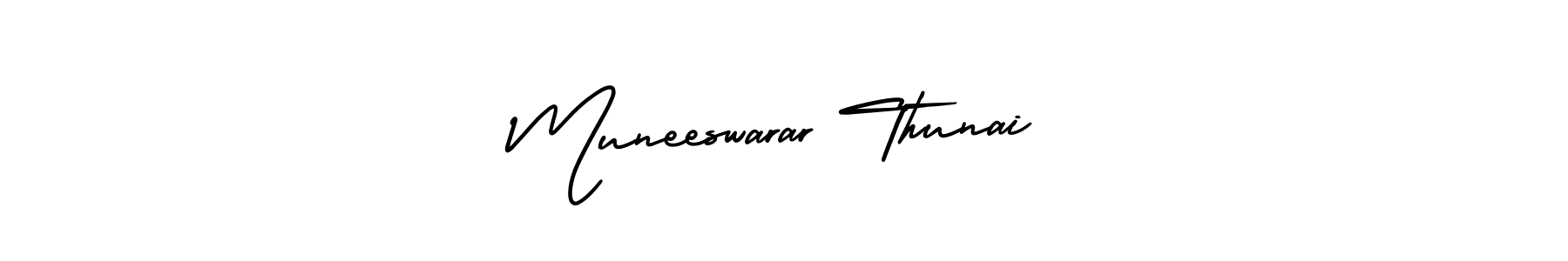 How to Draw Muneeswarar Thunai signature style? AmerikaSignatureDemo-Regular is a latest design signature styles for name Muneeswarar Thunai. Muneeswarar Thunai signature style 3 images and pictures png