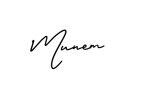 How to make Munem name signature. Use AmerikaSignatureDemo-Regular style for creating short signs online. This is the latest handwritten sign. Munem signature style 3 images and pictures png