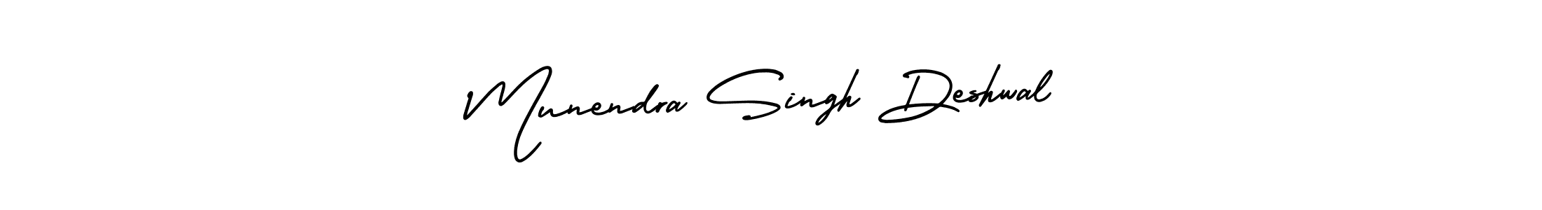 The best way (AmerikaSignatureDemo-Regular) to make a short signature is to pick only two or three words in your name. The name Munendra Singh Deshwal include a total of six letters. For converting this name. Munendra Singh Deshwal signature style 3 images and pictures png