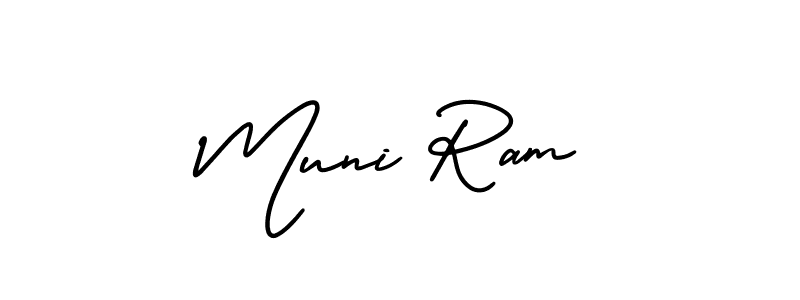 You should practise on your own different ways (AmerikaSignatureDemo-Regular) to write your name (Muni Ram) in signature. don't let someone else do it for you. Muni Ram signature style 3 images and pictures png